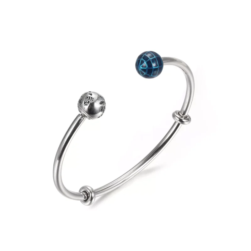 (bild till) Pandora Öppen Armring Blå Planet Och Jordklot - 599223C01 - View 4