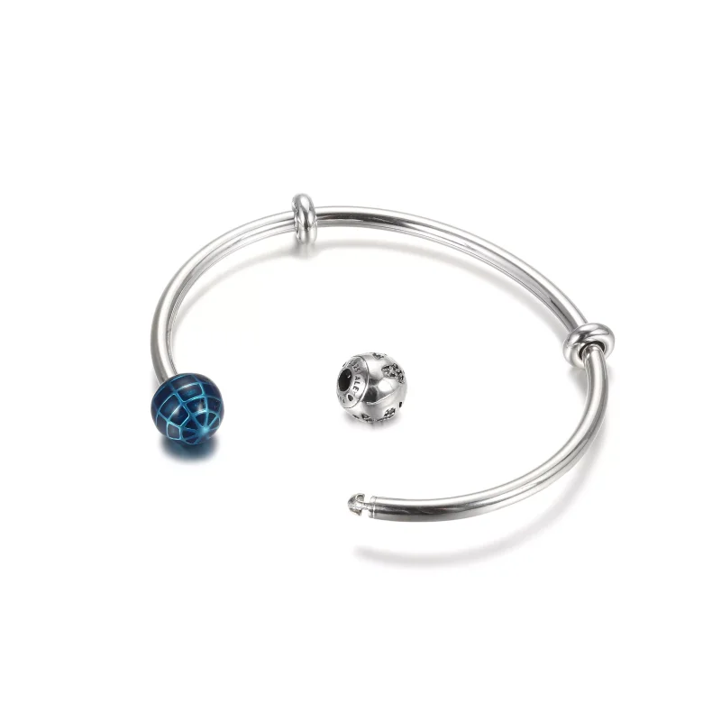 (bild till) Pandora Öppen Armring Blå Planet Och Jordklot - 599223C01 - View 5