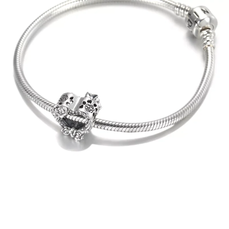 (bild till) Öppen Heart & Rose Flowers Berlock - 799281C01 - View 6
