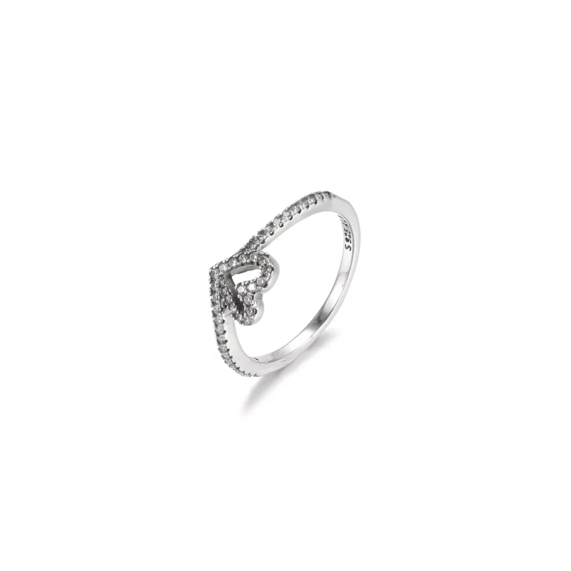 (bild till) Sparkling Wishbone Heart Ring - 199302C01 - View 2