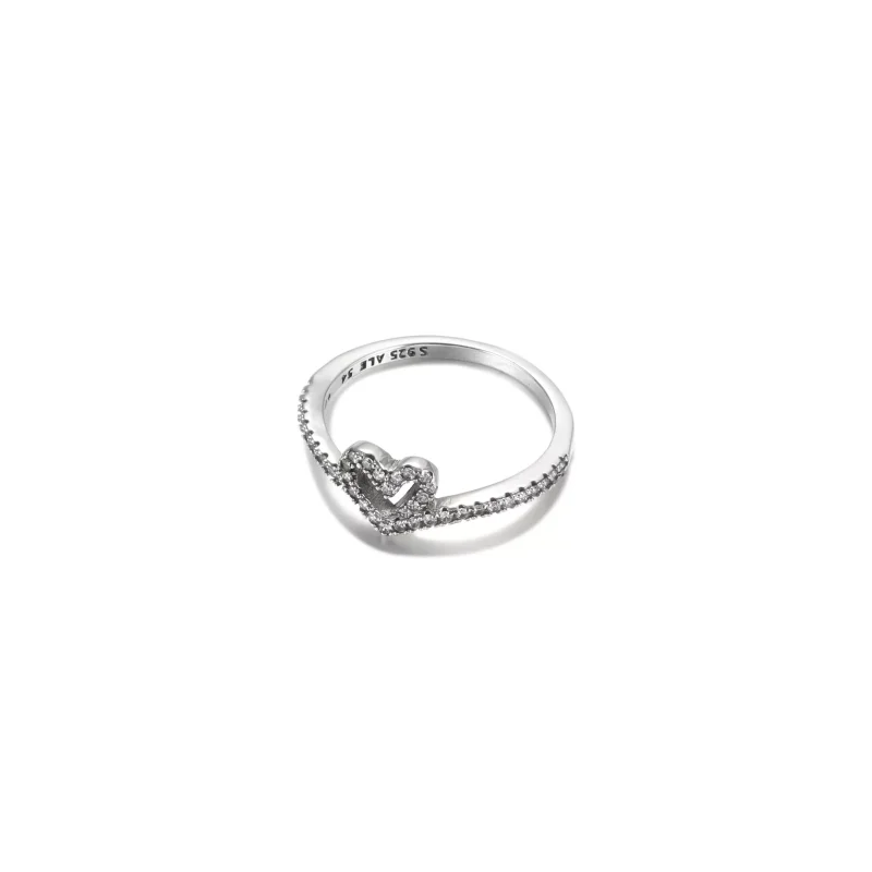 (bild till) Sparkling Wishbone Heart Ring - 199302C01 - View 3