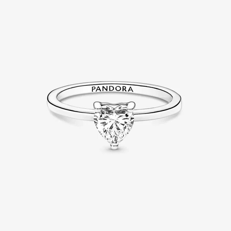 (bild till) PANDORA Glittrande Hjärta Solitärring - 191165C01 - View 4