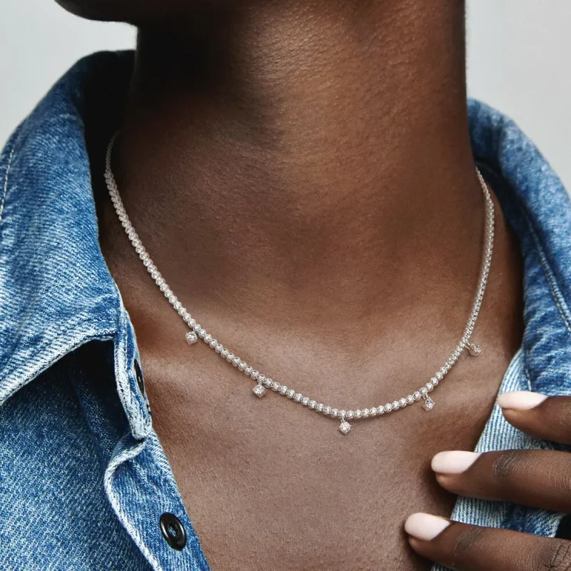 (bild till) PANDORA Glittrande Dropp Collier Halsband - 392405C01 - View 3