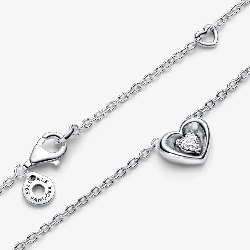 (bild till) PANDORA Strålande Hjärta & Svävande Sten Halsband med Hänge - 392494C01 - View 3
