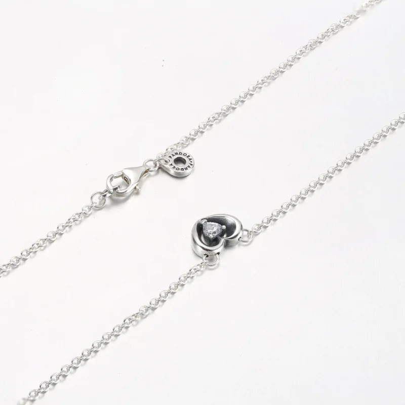 (bild till) PANDORA Strålande Hjärta & Svävande Sten Halsband med Hänge - 392494C01 - View 7