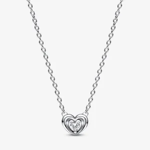 (bild till) PANDORA Strålande Hjärta & Svävande Sten Halsband med Hänge - 392494C01