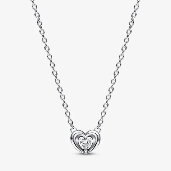 (bild till) PANDORA Strålande Hjärta & Svävande Sten Halsband med Hänge - 392494C01