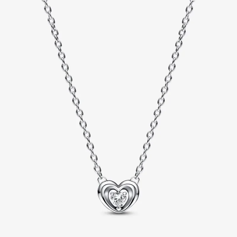 (bild till) PANDORA Strålande Hjärta & Svävande Sten Halsband med Hänge - 392494C01