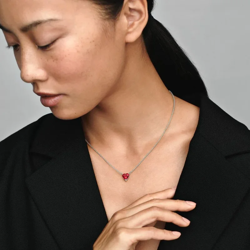 (bild till) PANDORA Glittrande Hjärtas Halo Hänge Collier Halsband - 392542C01 - View 2