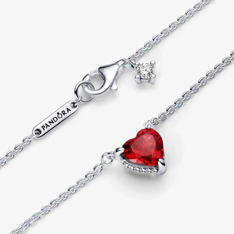 (bild till) PANDORA Glittrande Hjärtas Halo Hänge Collier Halsband - 392542C01 - View 4