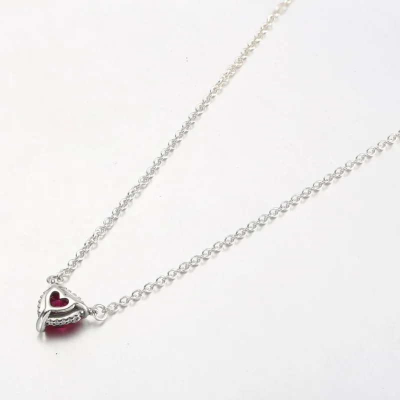 (bild till) PANDORA Glittrande Hjärtas Halo Hänge Collier Halsband - 392542C01 - View 6