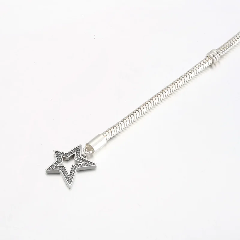 (bild till) Pandora Moments Asymmetrisk Stjärna T-stångs Ormkedjearmband - 592357C01 - View 5