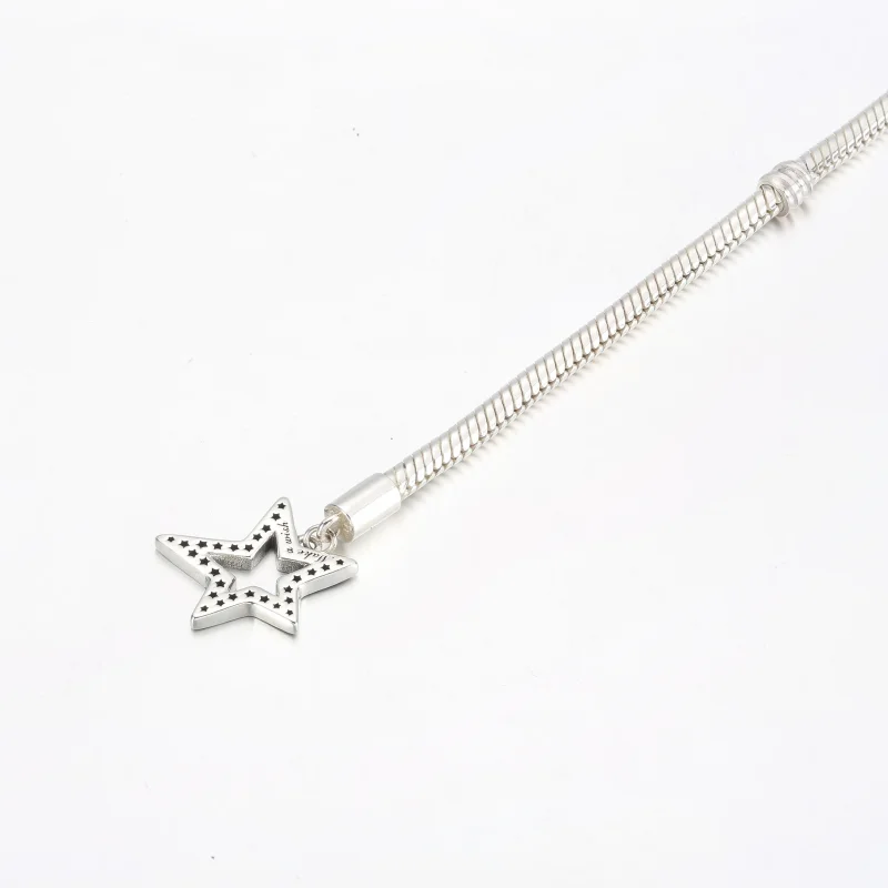 (bild till) Pandora Moments Asymmetrisk Stjärna T-stångs Ormkedjearmband - 592357C01 - View 6