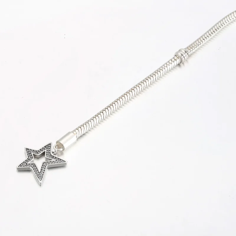 (bild till) Pandora Moments Asymmetrisk Stjärna T-stångs Ormkedjearmband - 592357C01 - View 9