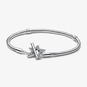(bild till) Pandora Moments Asymmetrisk Stjärna T-stångs Ormkedjearmband - 592357C01