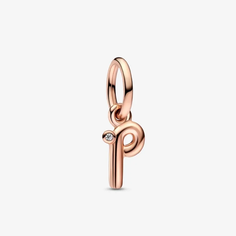 (bild till) PANDORA Bokstaven P Skriptalfabet Hängande Charm - 782461C01