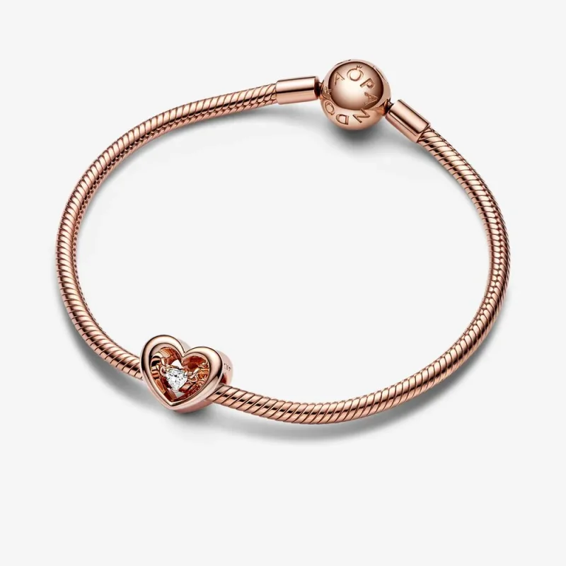 (bild till) PANDORA Strålande Hjärta & Svävande Sten Charm - 782493C01 - View 4