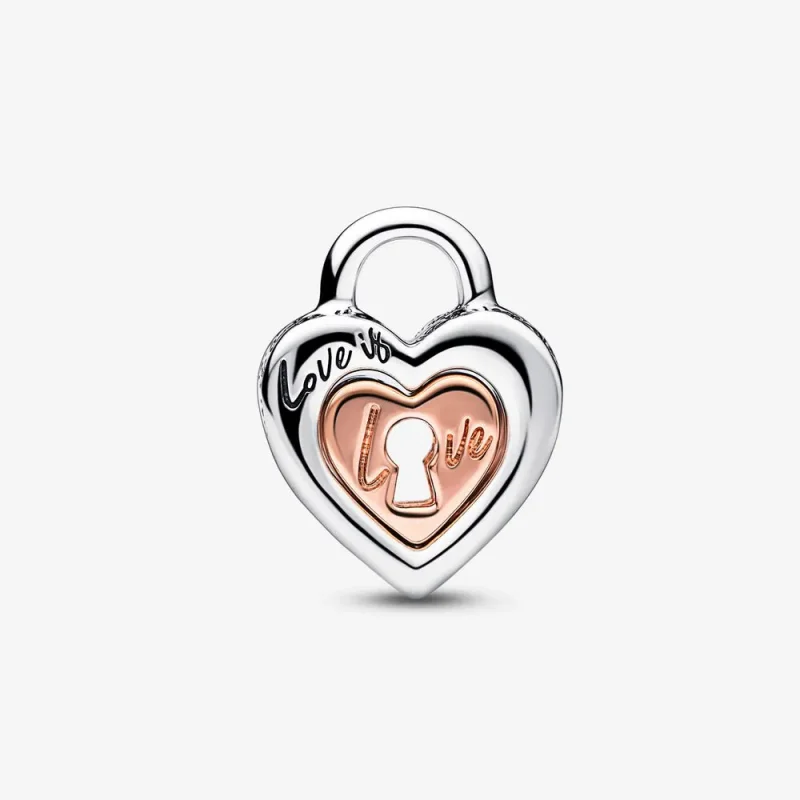(bild till) PANDORA Two-tone Hänglås Delbart Hjärtcharm - 782505C00 - View 3