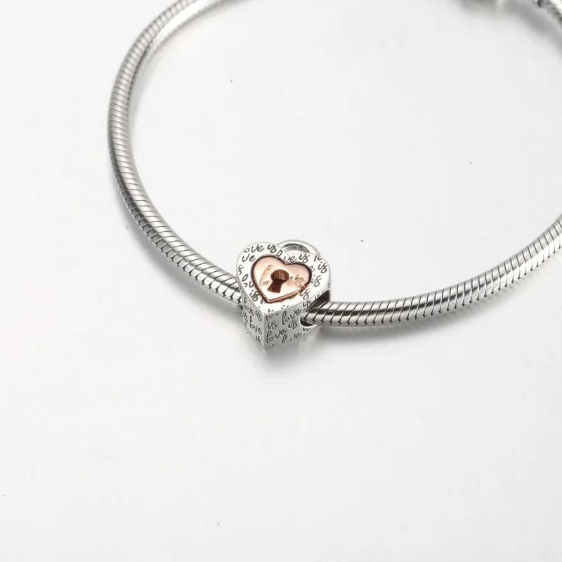 (bild till) PANDORA Two-tone Hänglås Delbart Hjärtcharm - 782505C00 - View 8