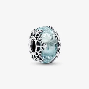 (bild till) PANDORA Vinterblå Snöflinga Murano Charm - 792377C00