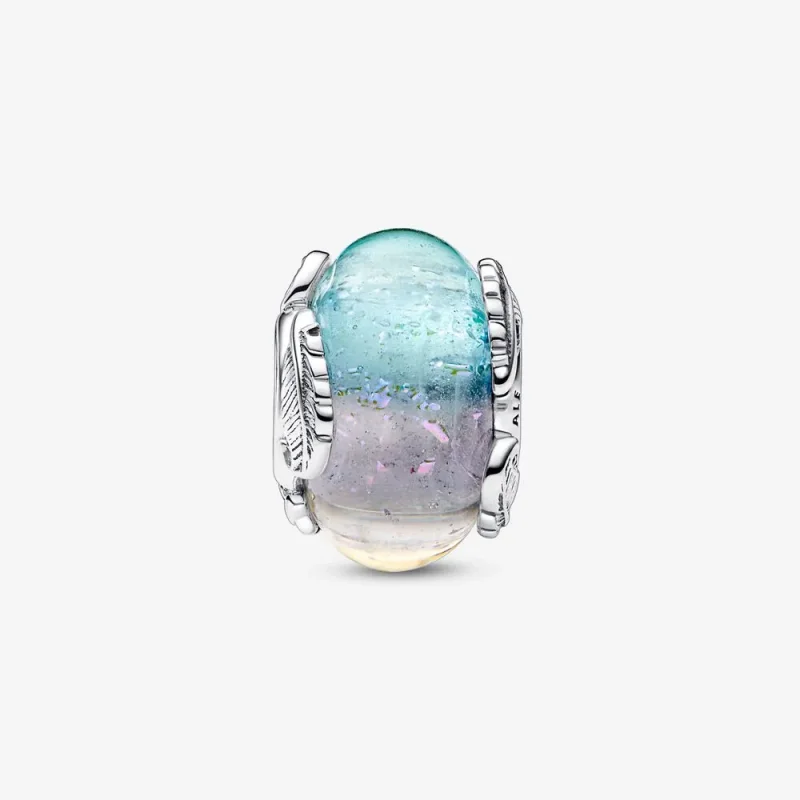 (bild till) PANDORA Flerfärgat Muranoglas & Krökt Fjäder Charm - 792577C00 - View 4