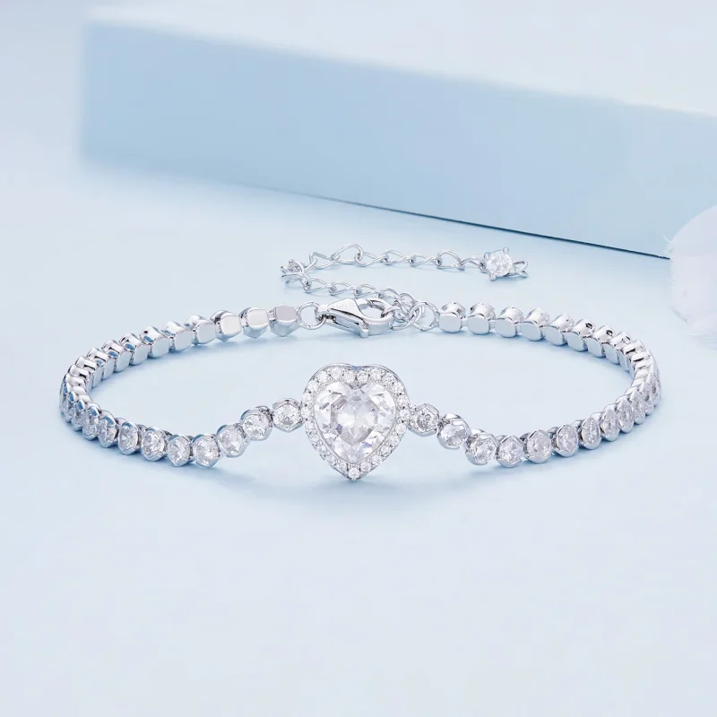 (bild till) Pandora-stil Hjärtatennisarmband - BSB098 - View 2