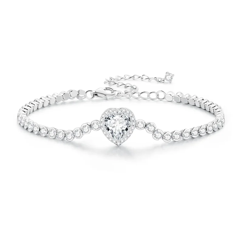(bild till) Pandora-stil Hjärtatennisarmband - BSB098 - View 3