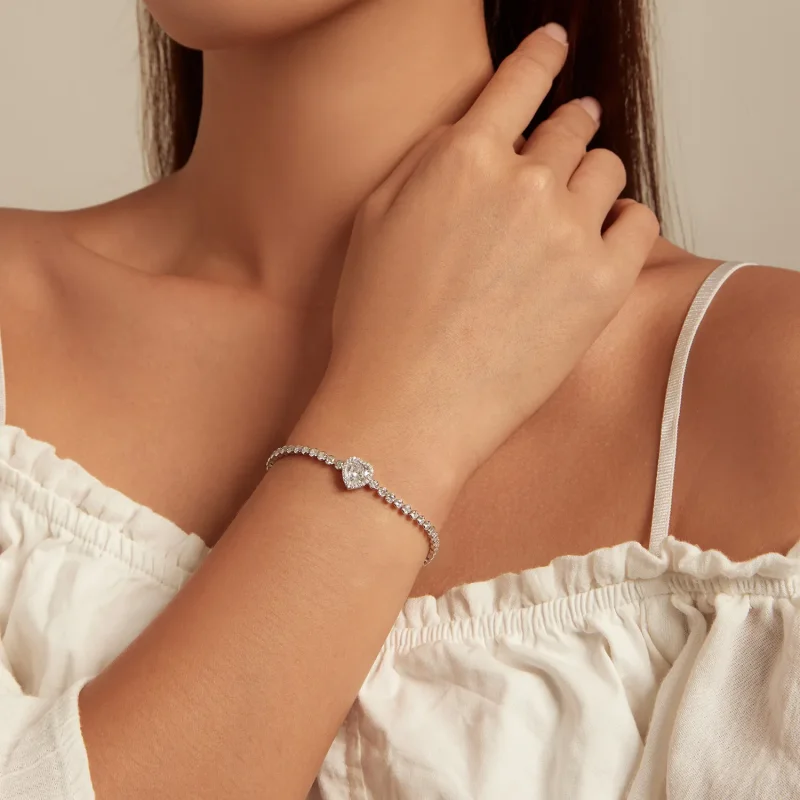 (bild till) Pandora-stil Hjärtatennisarmband - BSB098 - View 5