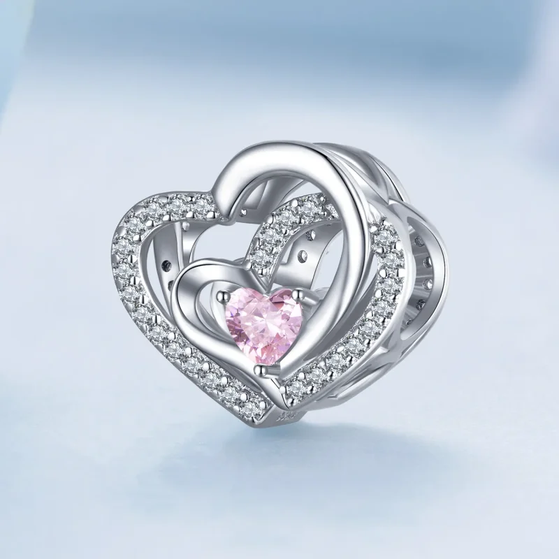 (bild till) Pandora-stil Dubbelhjärtascharm - BSC695 - View 2