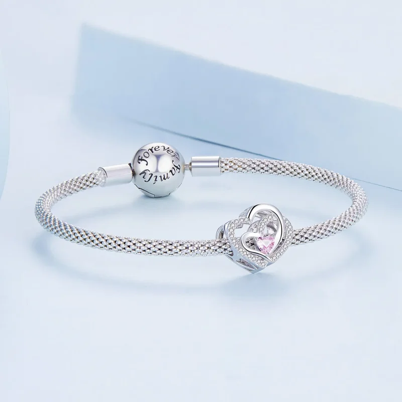 (bild till) Pandora-stil Dubbelhjärtascharm - BSC695 - View 5