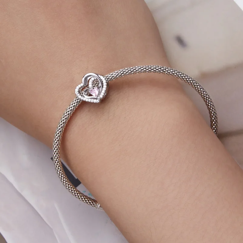 (bild till) Pandora-stil Dubbelhjärtascharm - BSC695 - View 6