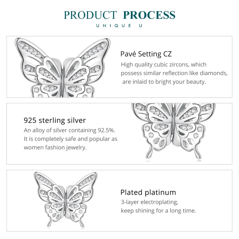 (bild till) Pandora Style Butterflies Spacer Charm - BSC823 - View 6