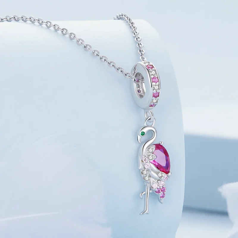 (bild till) Pandora-stil Flamingo Hängeanhänger - BSC833 - View 2