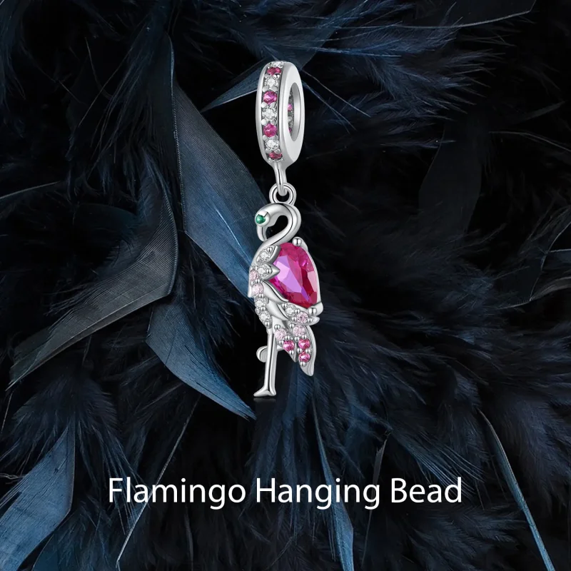 (bild till) Pandora-stil Flamingo Hängeanhänger - BSC833 - View 6