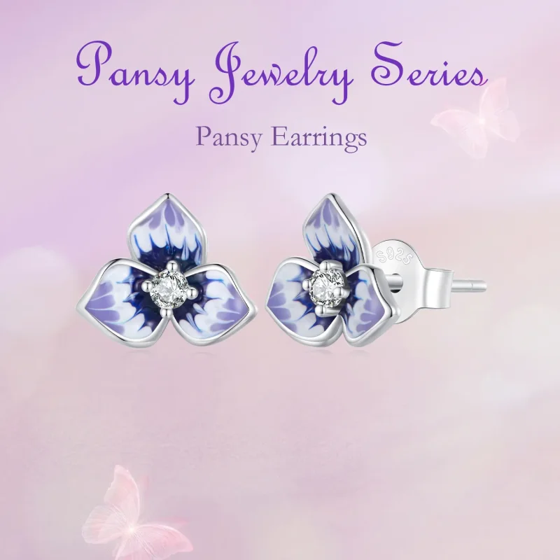 (bild till) Pandora-stil Pansy-örhängen - BSE860 - View 6
