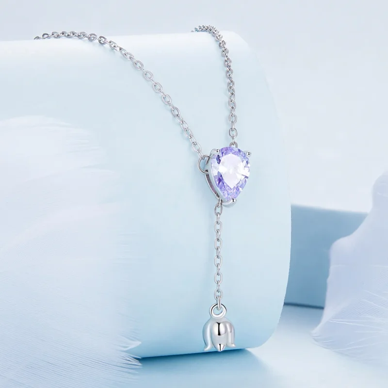 (bild till) Pandora-stil Ametyst Halsband - BSN271 - View 2