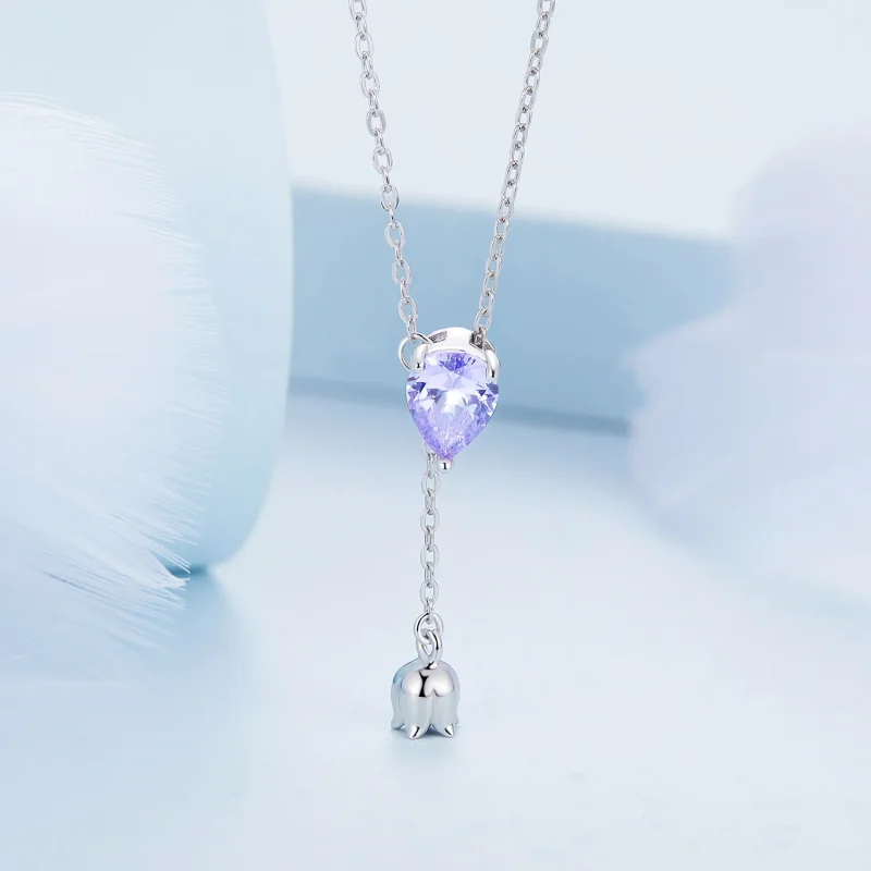 (bild till) Pandora-stil Ametyst Halsband - BSN271 - View 3