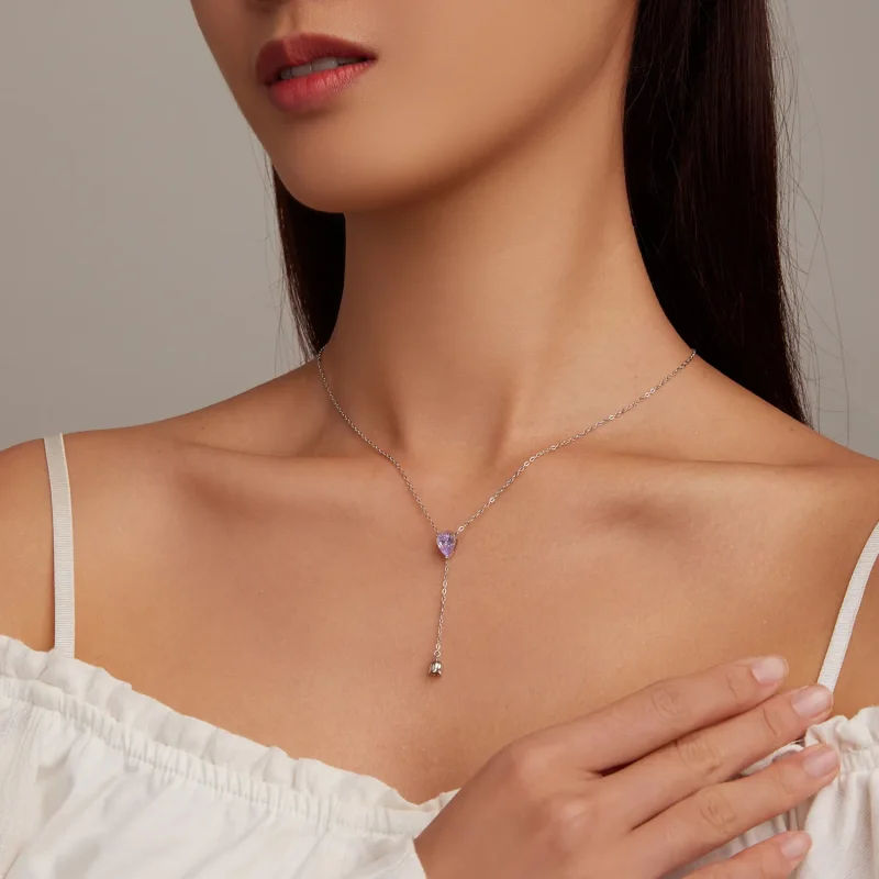 (bild till) Pandora-stil Ametyst Halsband - BSN271 - View 6