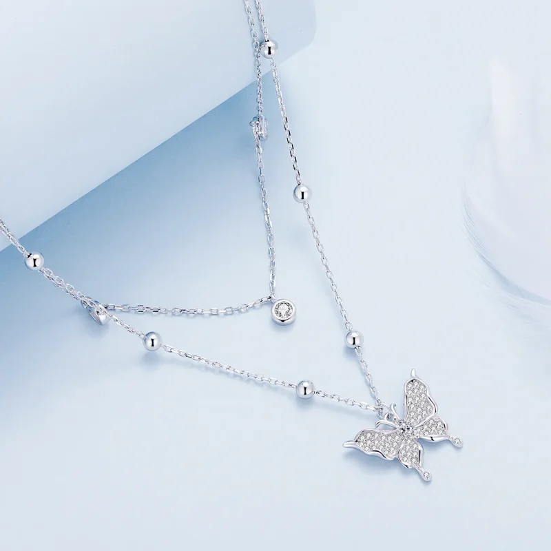 (bild till) Pandora-stil Dubbelkedje Halsband - BSN308 - View 2