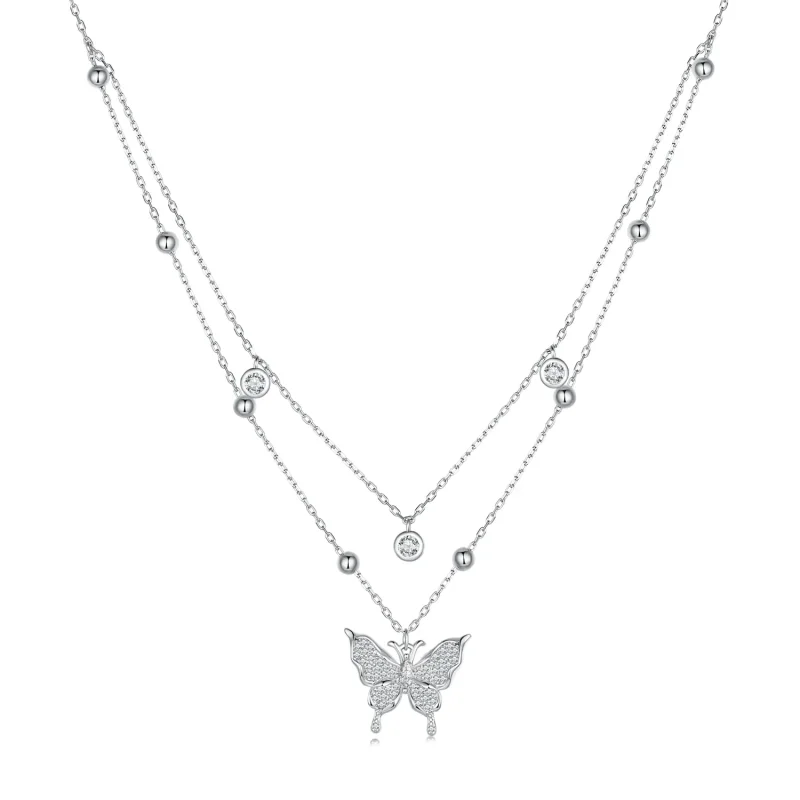 (bild till) Pandora-stil Dubbelkedje Halsband - BSN308 - View 3