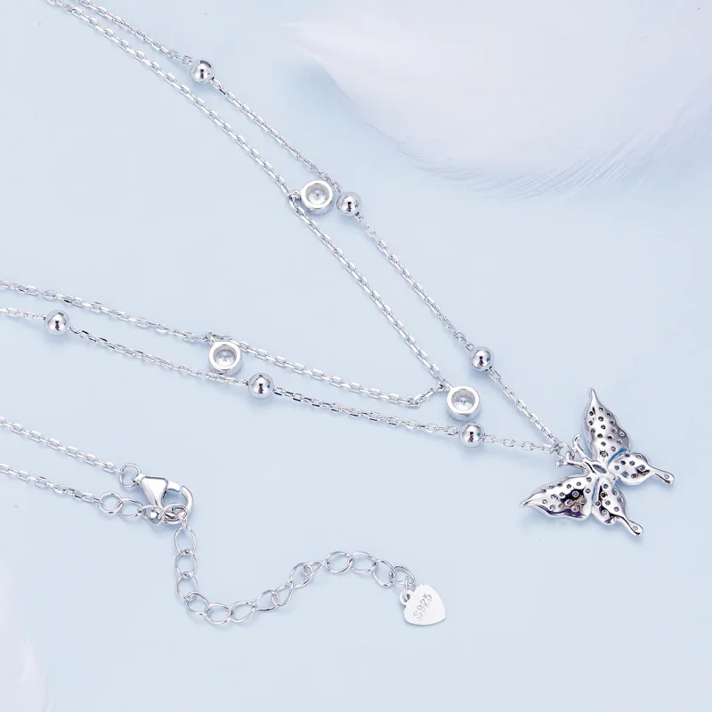 (bild till) Pandora-stil Dubbelkedje Halsband - BSN308 - View 4
