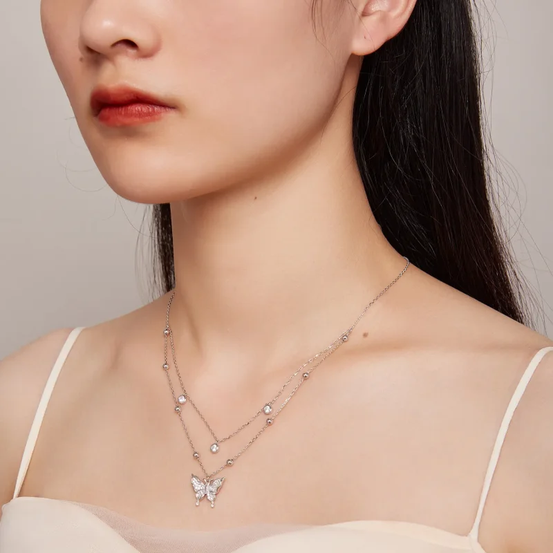 (bild till) Pandora-stil Dubbelkedje Halsband - BSN308 - View 7