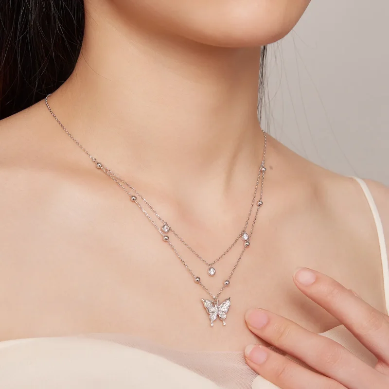 (bild till) Pandora-stil Dubbelkedje Halsband - BSN308 - View 8