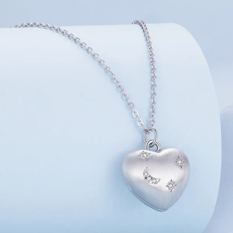 (bild till) Pandora-stil Graverat Hjärtahänge till Halsband - BSN312 - View 2