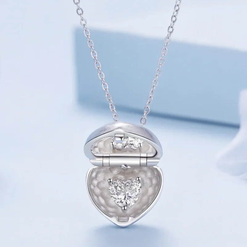 (bild till) Pandora-stil Graverat Hjärtahänge till Halsband - BSN312 - View 3