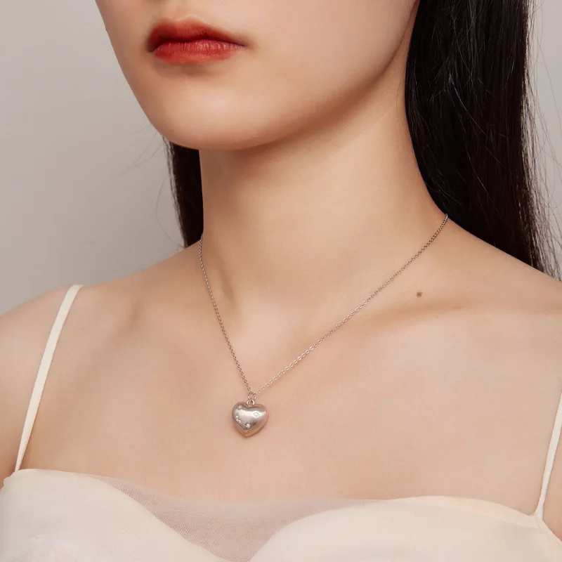 (bild till) Pandora-stil Graverat Hjärtahänge till Halsband - BSN312 - View 7
