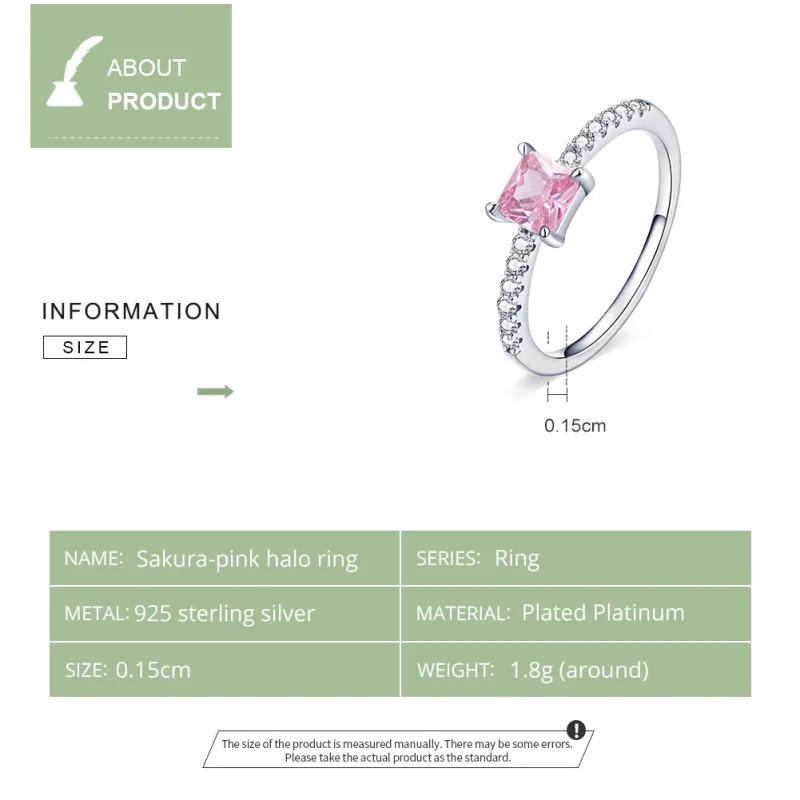 (bild till) Pandora-stil Square Sparkle Halo-ring - BSR191 - View 3