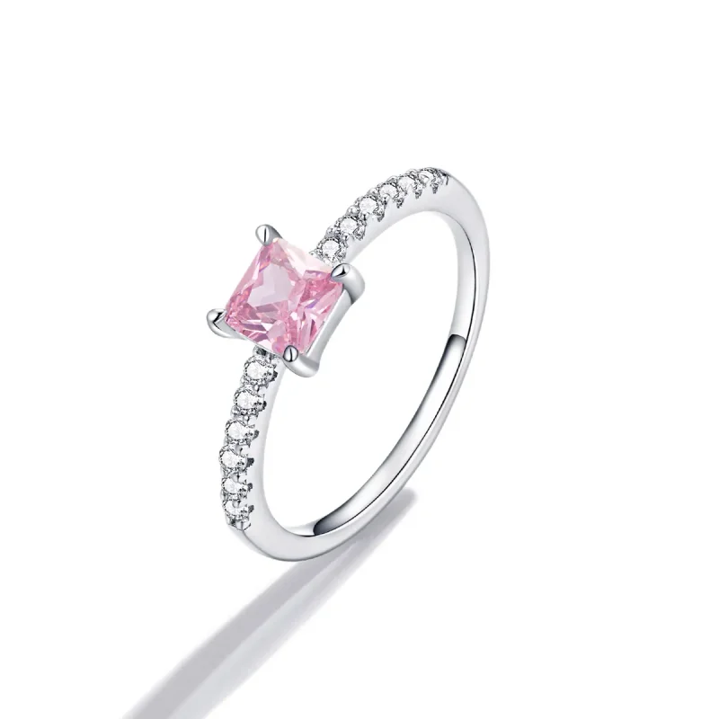 (bild till) Pandora-stil Square Sparkle Halo-ring - BSR191 - View 2