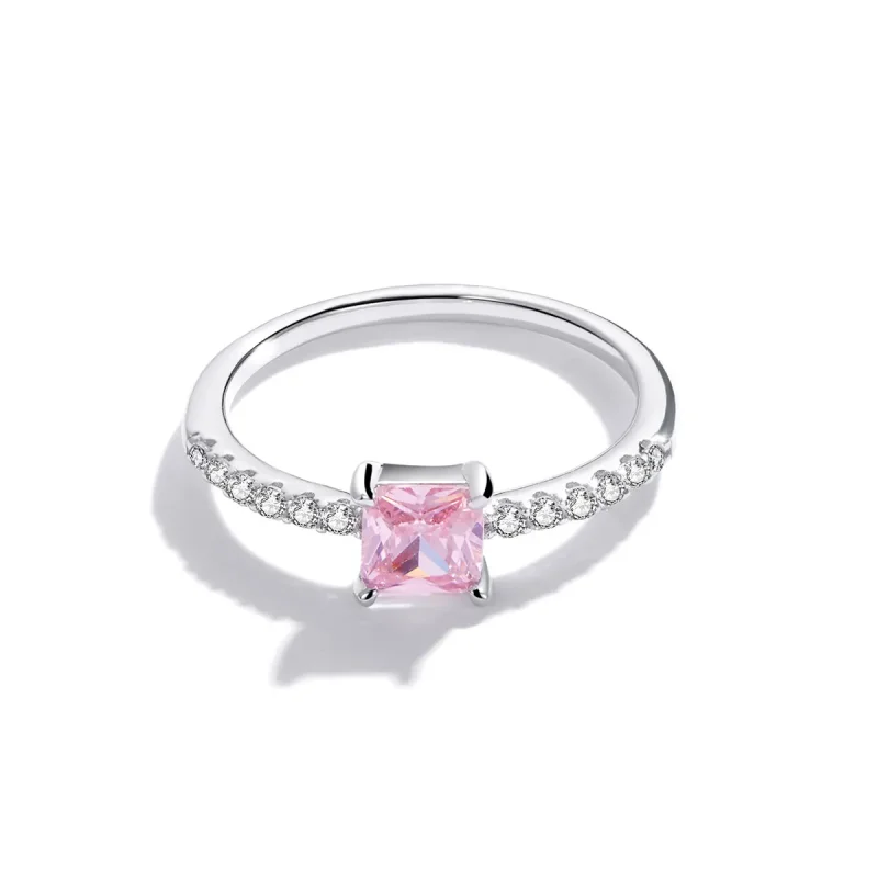 (bild till) Pandora-stil Square Sparkle Halo-ring - BSR191 - View 5