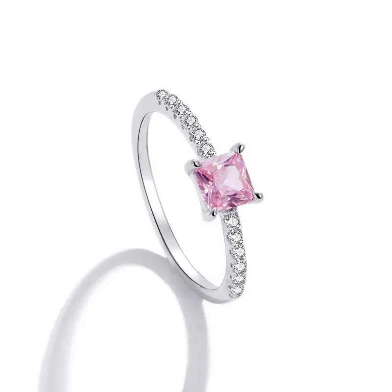 (bild till) Pandora-stil Square Sparkle Halo-ring - BSR191 - View 6